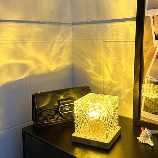 Rotating water ripple nightlight Creative bedside flame ambiance light Romantic  Starry projection light